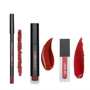 REALHER I am Fabulous deep red 3 piece lip kit
